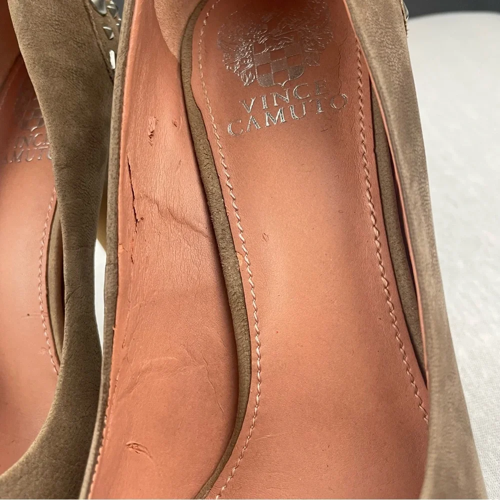 Vince Camuto Malaya Brown Tan Studded Pumps Heels Womens Size 7.5 - Picture 7 of 10